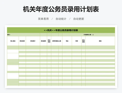 机关年度公务员录用计划表