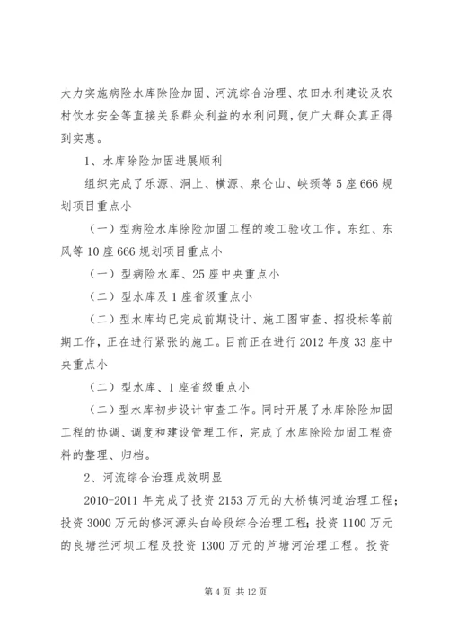 县水利电力局工作汇报.docx