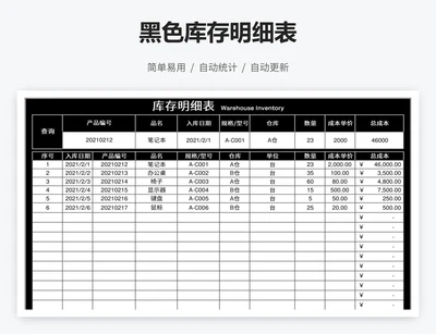 黑色库存明细表
