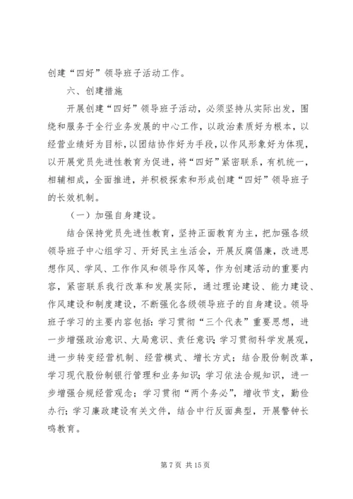 银行ＸＸ分行创建四好领导班子活动实施方案 (2).docx