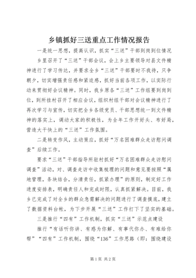 乡镇抓好三送重点工作情况报告.docx