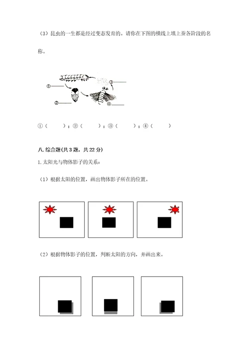 教科版科学三年级下册期末测试卷带答案（预热题）