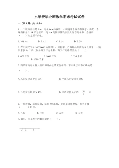 六年级毕业班数学期末考试试卷附精品答案.docx