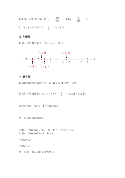 冀教版小学六年级下册数学期末综合素养测试卷含答案【能力提升】.docx