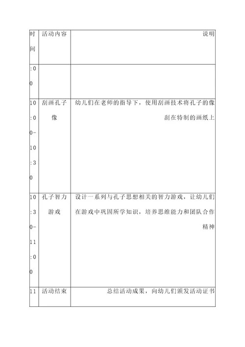 孔子诞辰活动幼儿园活动方案