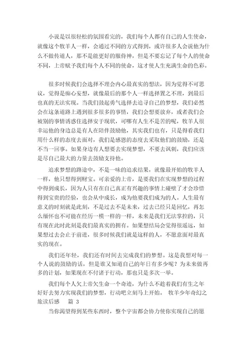 牧羊少年奇幻之旅读后感