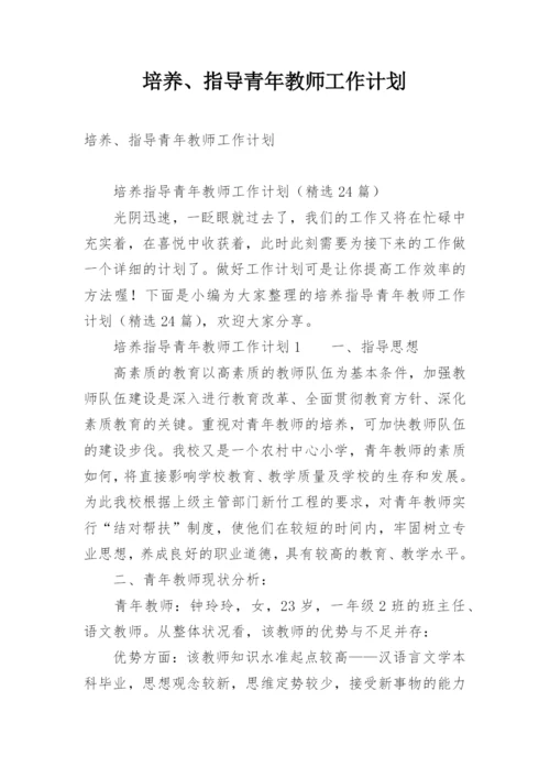 培养、指导青年教师工作计划.docx