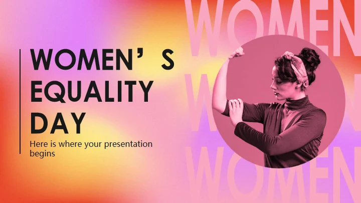 弥散风红紫渐变欧美女性背景通用PPT模板