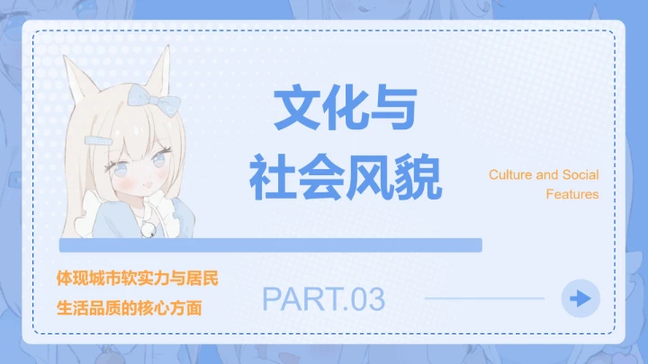 次元少女蓝色简约风城市介绍