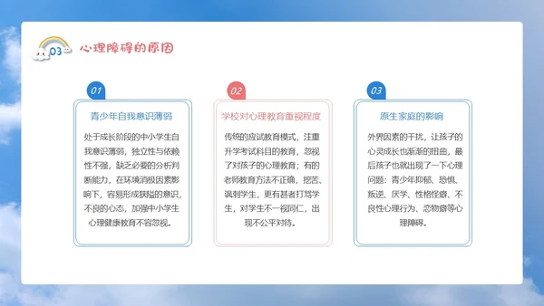 蓝色简约清新卡通珍爱生命心理健康教育主题班会动态PPT