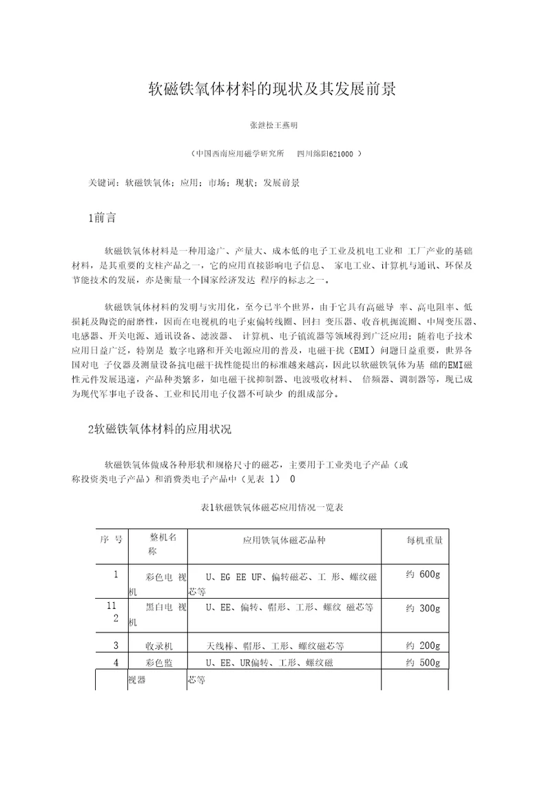 软磁铁氧体发展前景要点