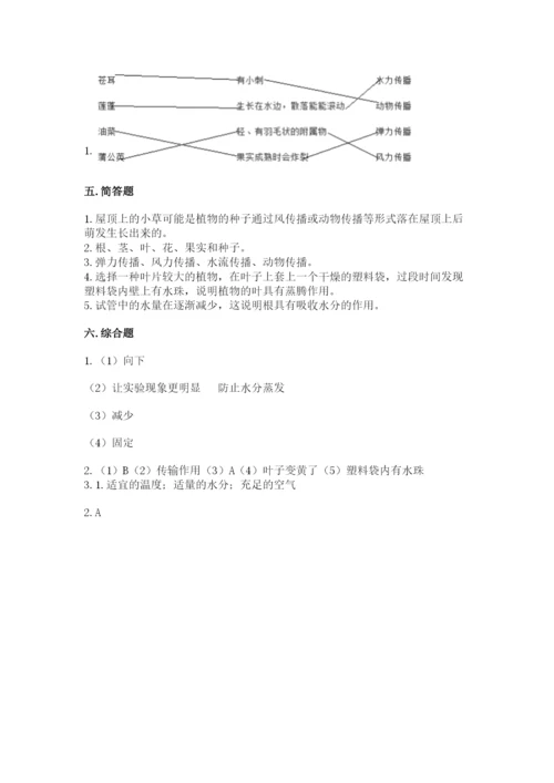 科学四年级下册第一单元植物的生长变化测试卷附参考答案【名师推荐】.docx