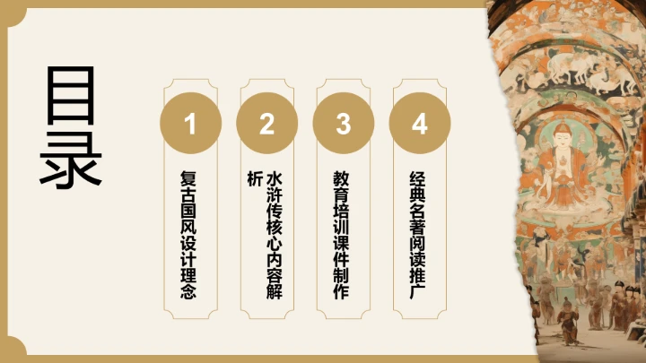 棕色复古风水浒传读书分享PPT