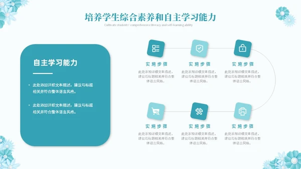 绿色淡雅立体花卉教师述职报告工作总结工作计划PPT