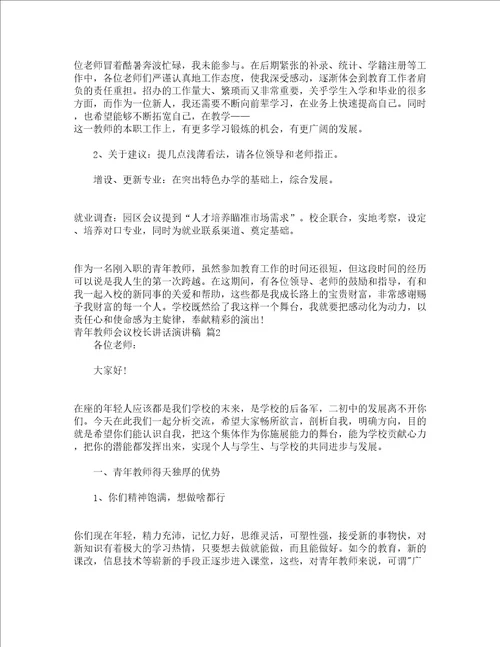 青年教师会议校长讲话演讲稿精选4篇