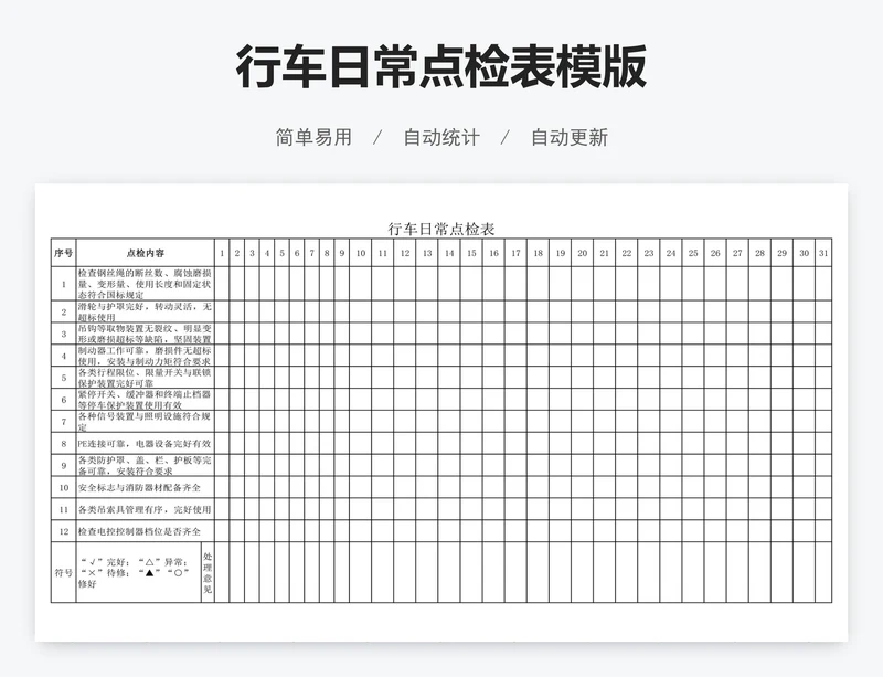 行车日常点检表模版
