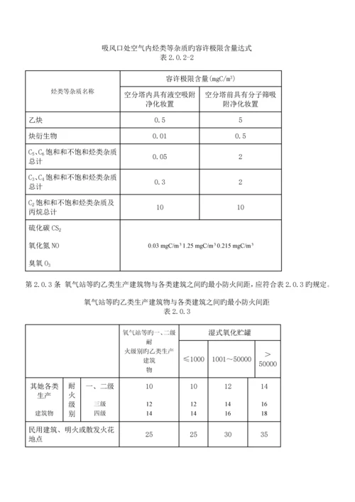 氧气站设计基础规范一.docx