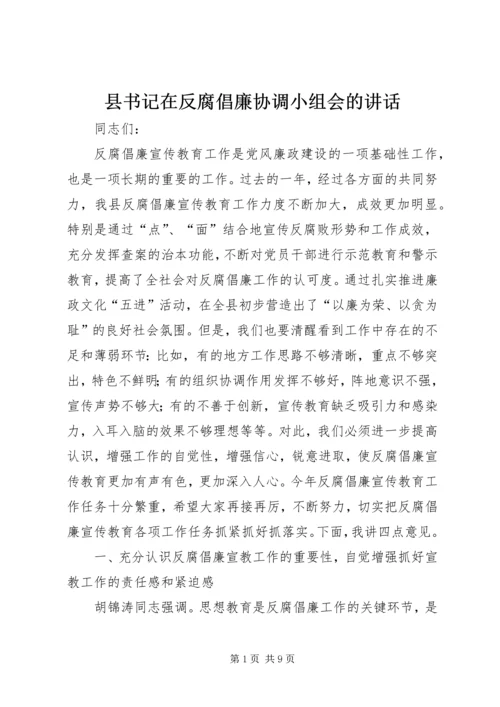 县书记在反腐倡廉协调小组会的讲话.docx