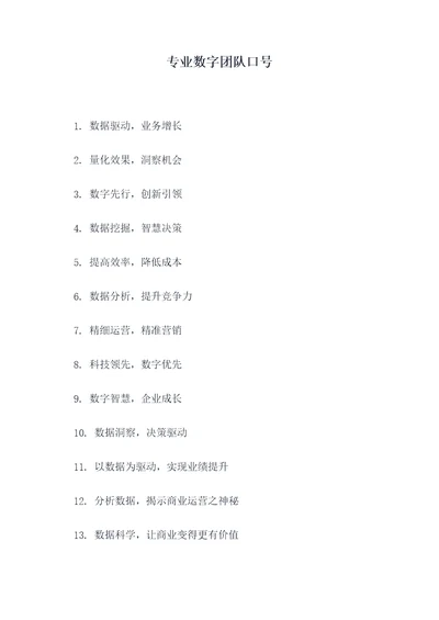 专业数字团队口号