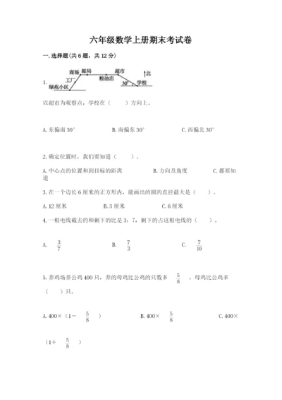 六年级数学上册期末考试卷及完整答案（典优）.docx