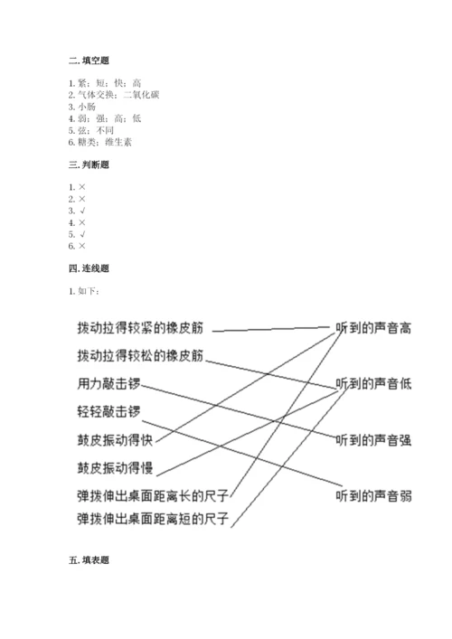 教科版科学四年级上册第二单元《呼吸和消化》测试卷【综合题】.docx