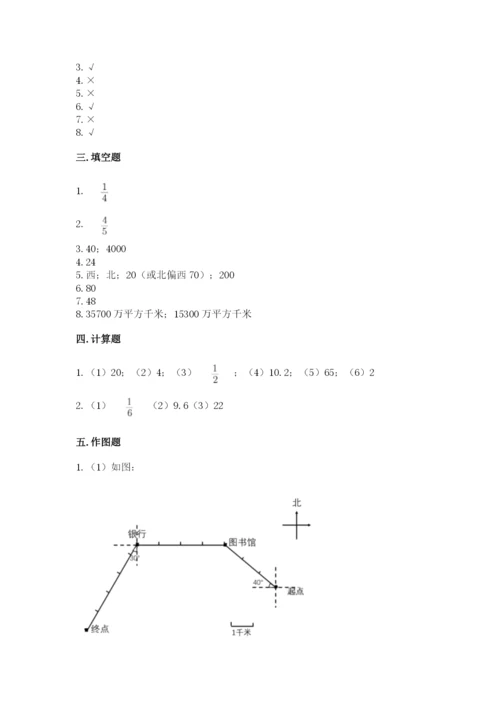 人教版六年级上册数学期中考试试卷（夺冠系列）.docx