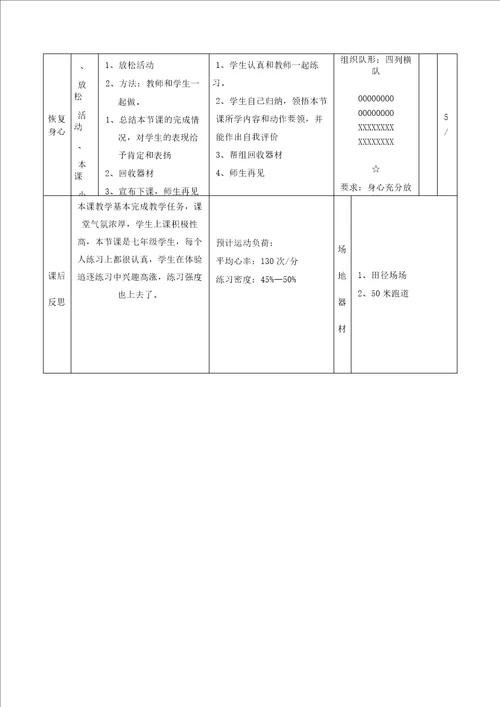 初中体育与健康七年级全一册短跑起跑和起跑后的加速跑教案设计