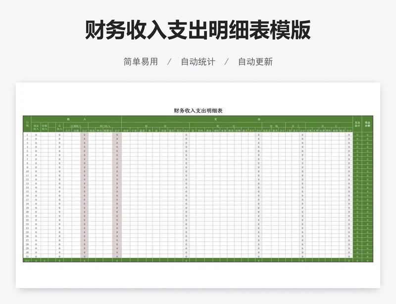财务收入支出明细表模版
