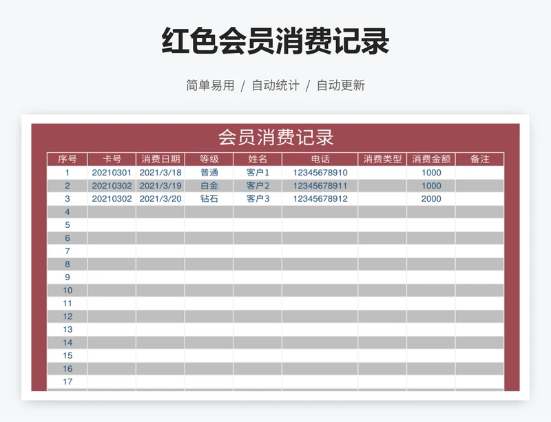 红色会员消费记录