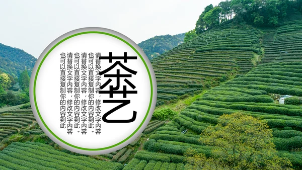 绿色清新茶园茶艺茶道文化动态PPT模板