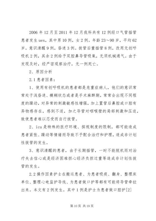 气管插管非计划拔管原因分析及对策.docx