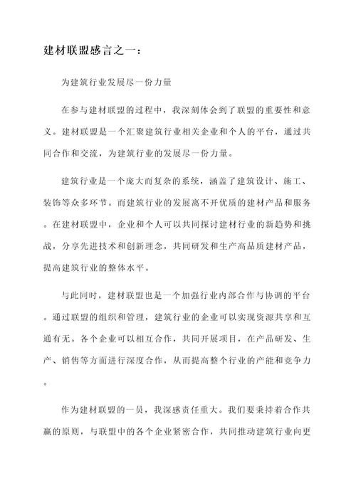 建材联盟感言