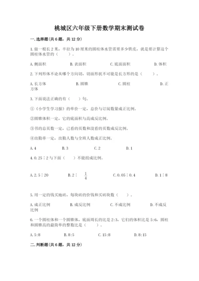 桃城区六年级下册数学期末测试卷及参考答案1套.docx