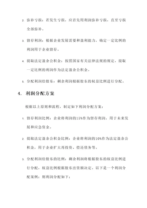 中小企业股东利润分配方案