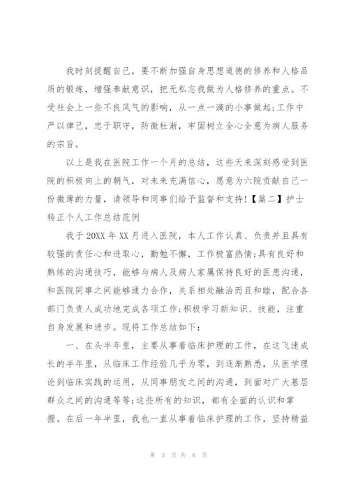 护士转正个人工作总结范例.docx