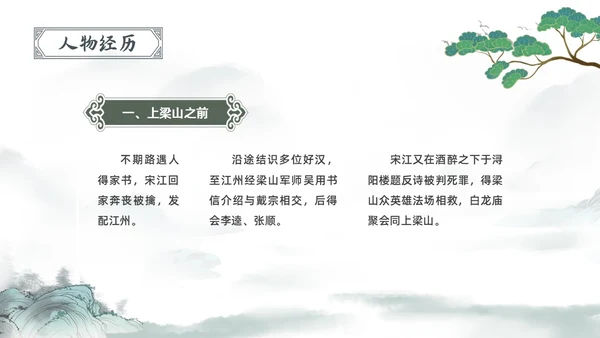 古风水彩水墨水浒传宋江PPT读书分享