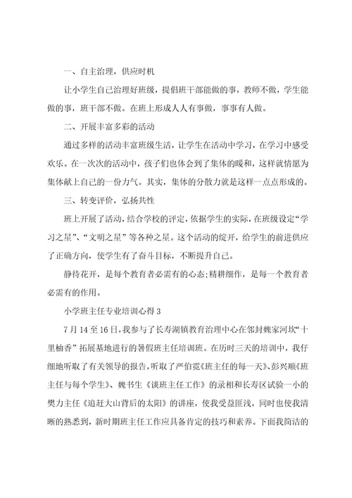 小学班主任专业培训心得