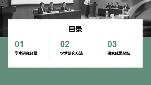 绿色商务风学术研究背景与方法汇报PPT模板