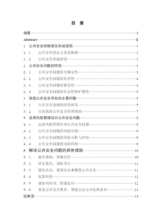 浅议公共安全毕业论文.docx