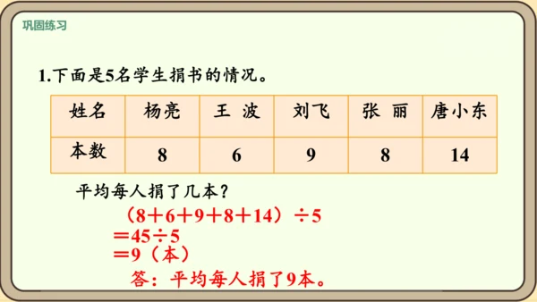 新人教版数学四年级下册8.1   平均数课件