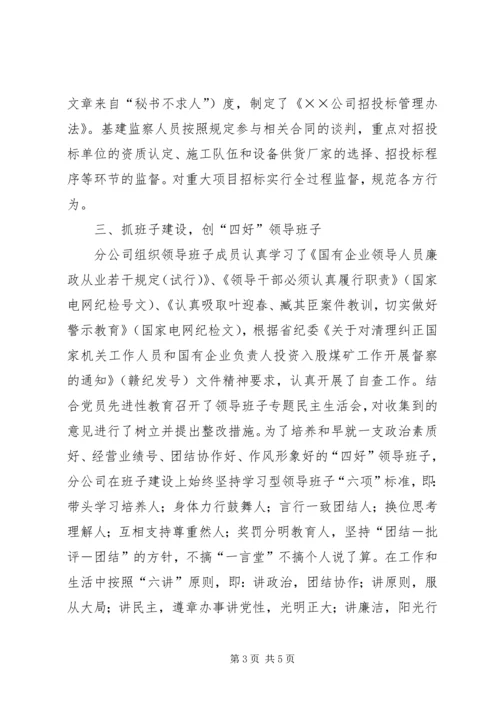 电力分公司党风廉政建设自查报告 (2).docx