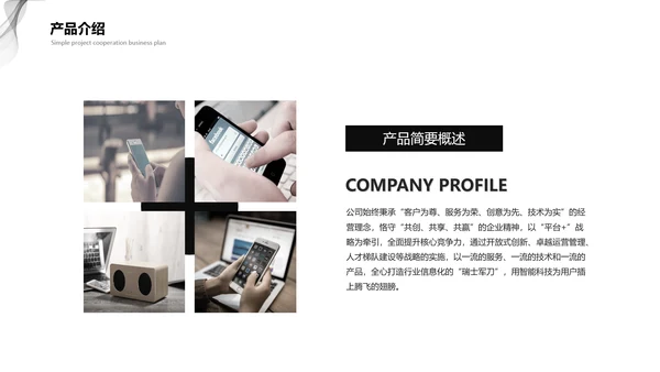 黑灰商业计划项目简介PPT模板