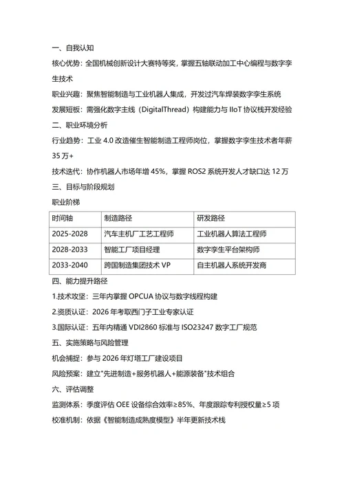 大学生职业生涯规划书(机械专业)