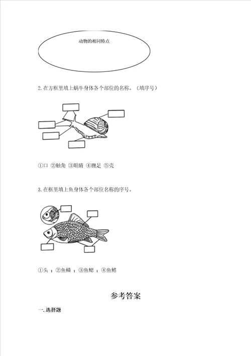 教科版科学一年级下册第二单元动物测试卷完美版