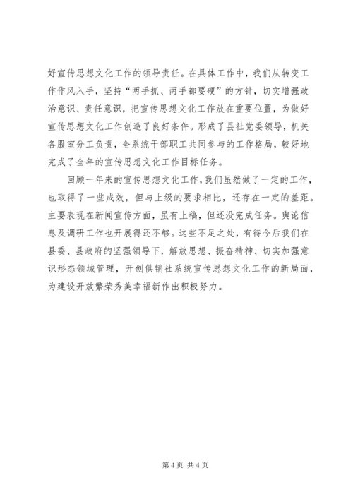 供销社宣传思想文化工作总结.docx