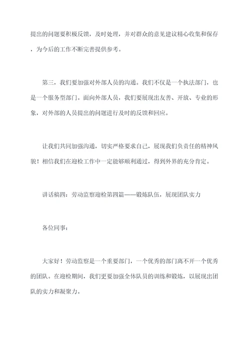 劳动监察迎检讲话稿