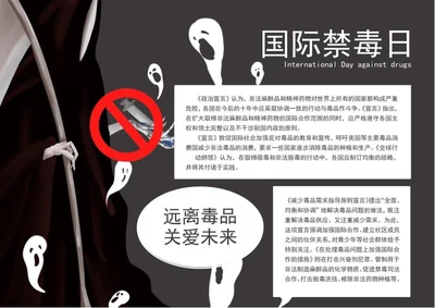 黑色死神国际禁毒日手抄报word模板