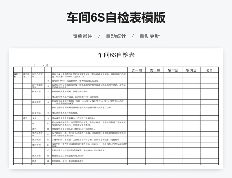 车间6S自检表模版