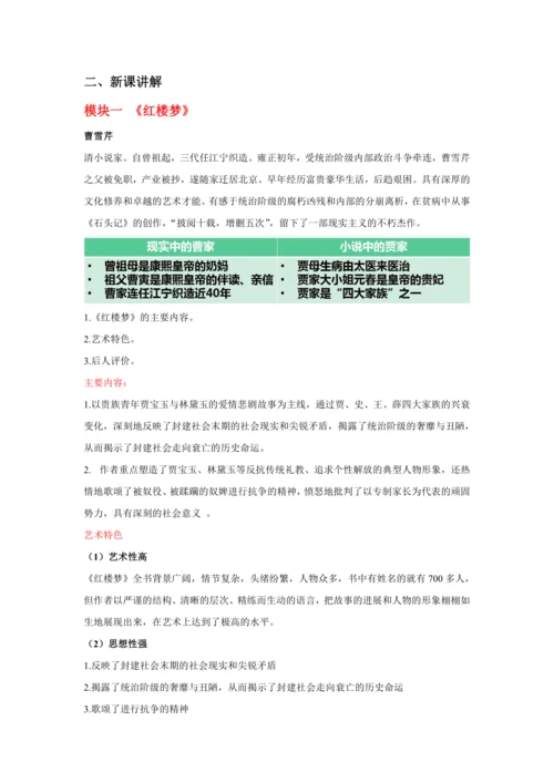 第21课 清朝前期的文学艺术 教案