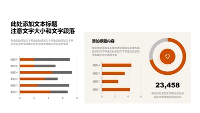 图表页-橙色简约风3项饼形条形图示